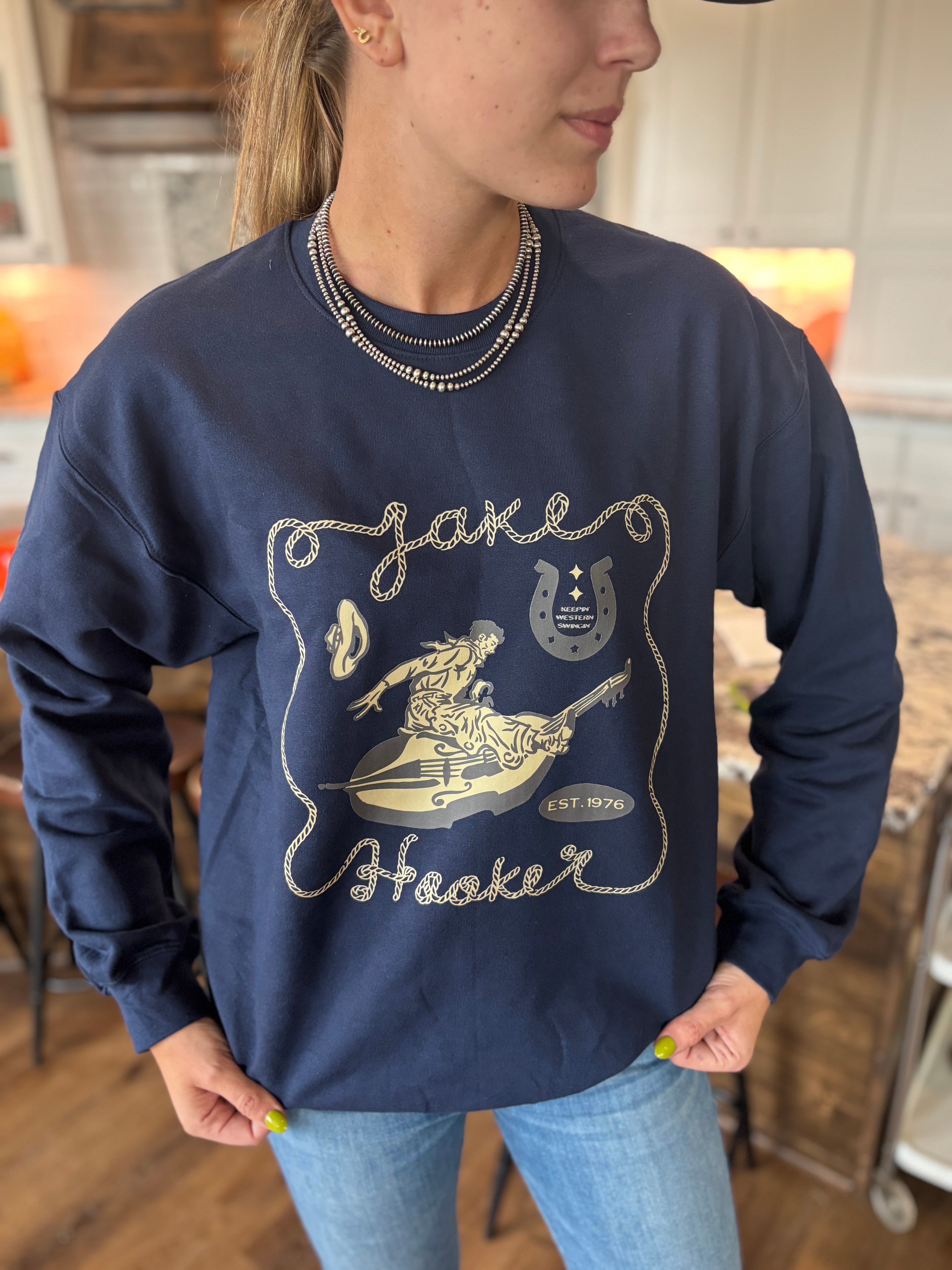 Navy Cowboy Crewneck